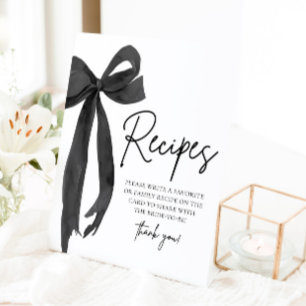 Modern Black Bow She's Tying the Knot Recipes Sign
