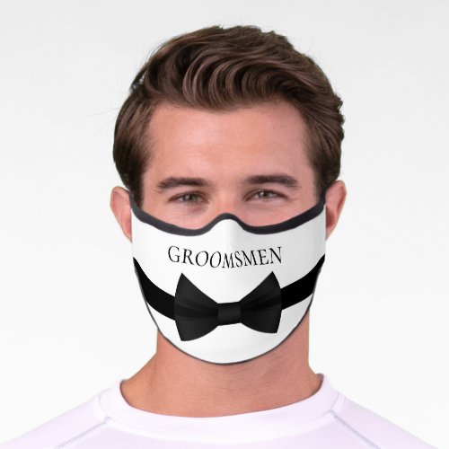 Modern Black Bow Tie Grooms Wedding Premium Face  Premium Face Mask