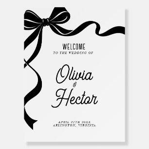 Modern Black Bow Wedding Welcome Sign Foam Board