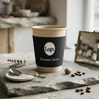 Modern Black Branding Logo Business Name Coffee Cup Sleeve