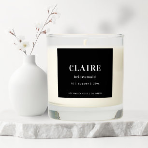 Modern Black Bridal Party Bridesmaid Scented Candle