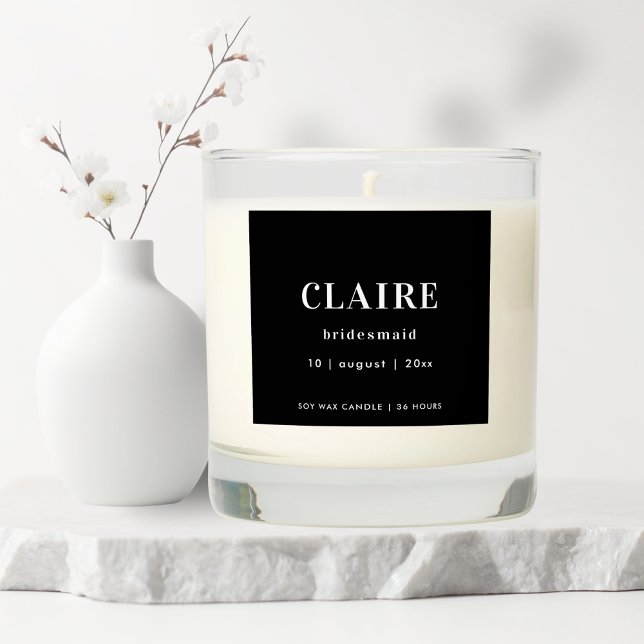 Modern Black Bridal Party Bridesmaid Scented Candle (Creator Uploaded)