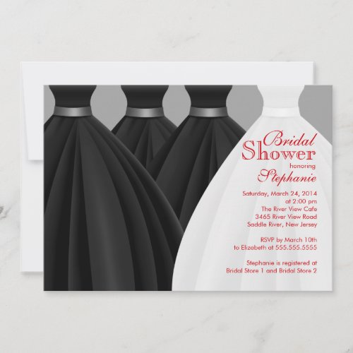 Modern Black Bridesmaids Bride Dress Bridal Shower Custom Announcement