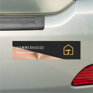 Modern Black & Bronze Construction Building Car Magnet