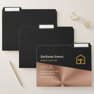 Modern Black & Bronze Construction Building File Folder
