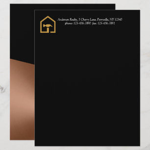 Modern Black & Bronze Construction Building Letterhead