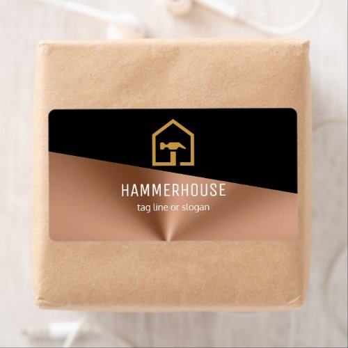 Modern Black & Bronze Construction  Return Address Label