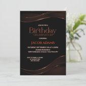 Modern Black Brown Birthday Party Invitation (Standing Front)