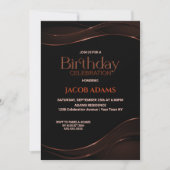 Modern Black Brown Birthday Party Invitation (Front)