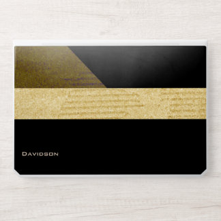 Modern Black Brown Color Block Minimalist HP Laptop Skin