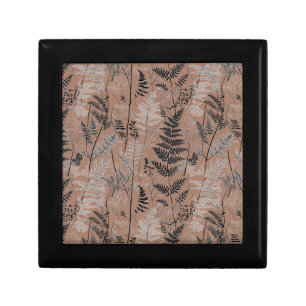 Modern black brown fern pattern gift box
