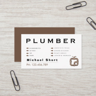 Modern Black & Brown Plumber Business Card
