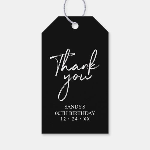 Modern Black Brush Lettering Party Favor Thank you Gift Tags