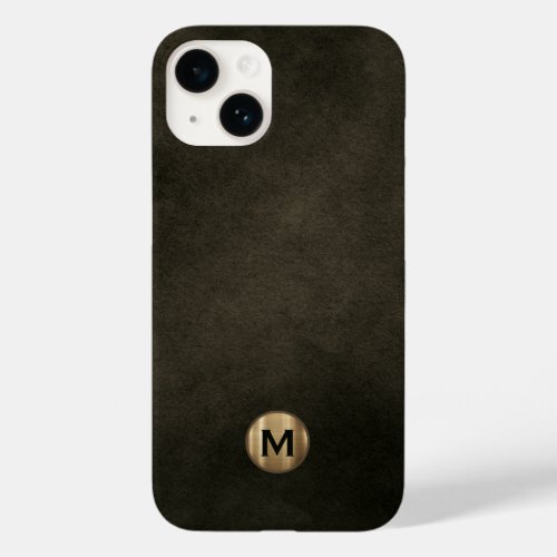 Modern Black Brushed Gold Monogram Case_Mate iPhone 14 Case