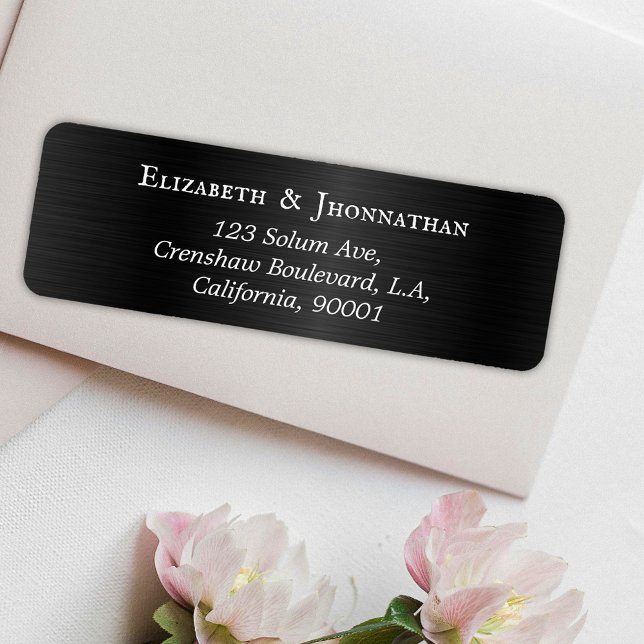 Modern black Brushed Metal Elegant White Name Label (Creator Uploaded)