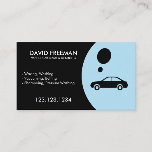 Modern Black Bubble Mobile Car Wash and Detailing Business Card