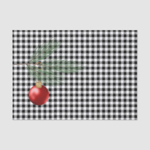 Modern Black Buffalo Plaid Red Ornament Tissue Paper