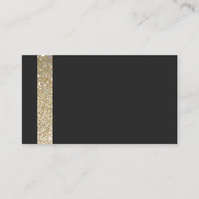 Modern black Business Card RSVP with gold line (Front)
