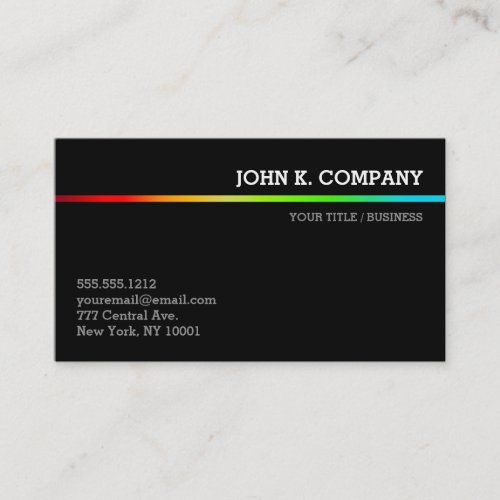 Modern Black Business card w color accent stripe