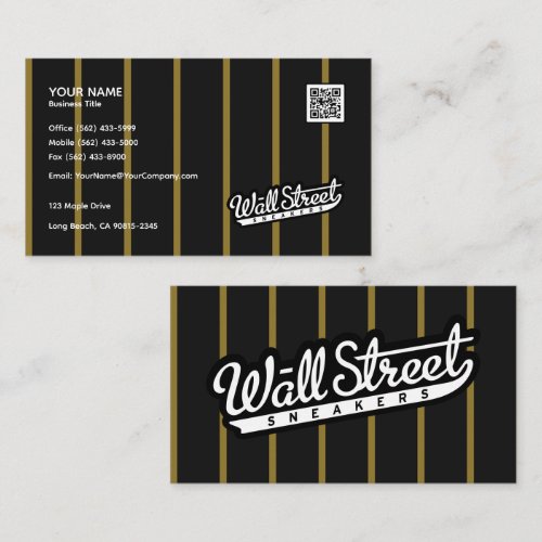 Modern Black Business Card with Gold Stripe Accent