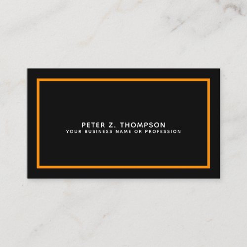 modern black business card with thin orange line