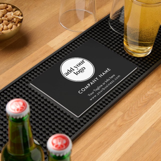 Modern Black Business Custom Company Logo  Bar Mat (Insitu (Bar 2))