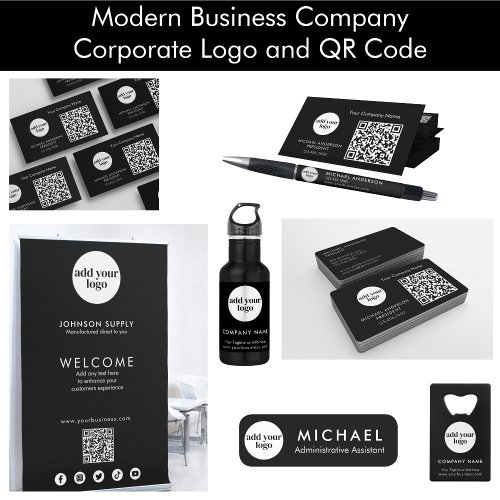 Modern Black Business Custom Company Logo  Credit Card Bottle Opener