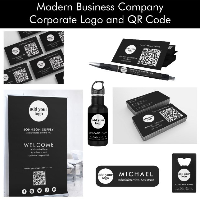 Modern Black Business Custom Company Logo  Credit Card Bottle Opener (Creator Uploaded)