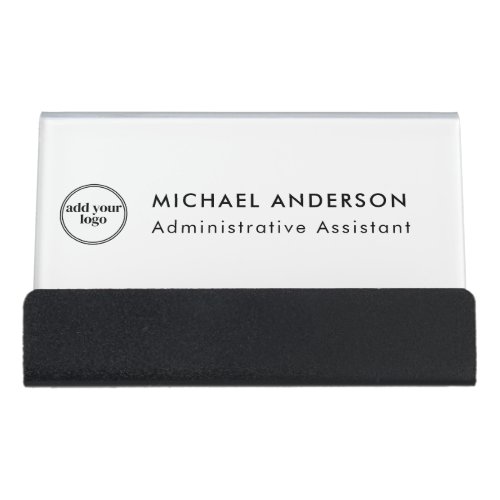 Modern Black Business Custom Company Logo  Desk Business Card Holder