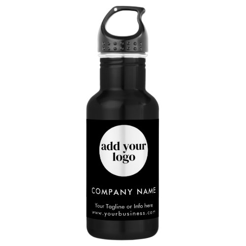 Modern Black Business Custom Company Logo  Stainless Steel Water Bottle