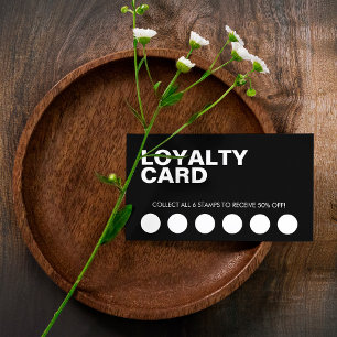 Modern Black Business Discount Loyalty Card