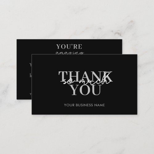 Modern Black Business Elegant Thank You Business Card