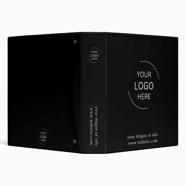 Modern Black Business Logo 3 Ring Binder (Background)