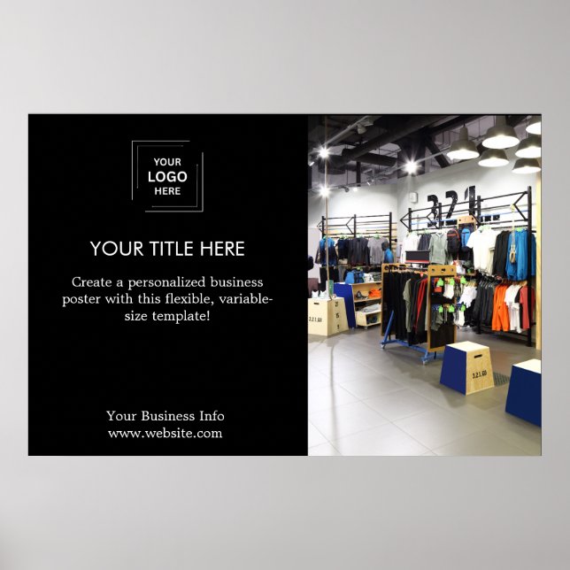 Modern Black Business Logo Advertising Display Poster (Front)