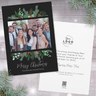 Modern Black Business Logo Christmas Holiday Card