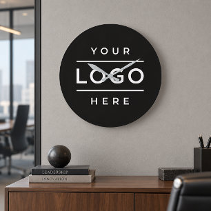 Modern Black Business Logo Corporate Branding Large Clock