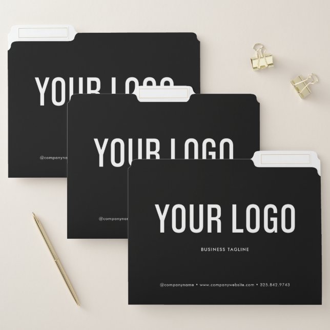 Modern Black Business Logo File Folders (Set)