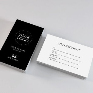Modern Black Business Logo Gift Certificate