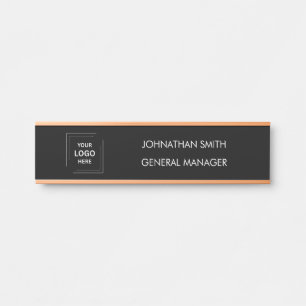 Modern Black Business Logo Office Door Sign