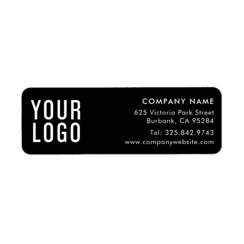 Modern Black Business Logo Return Address Label