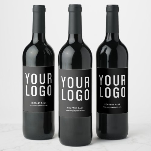 Modern Black Business Logo Wine Bottle Labels