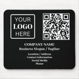 Modern Black Business Name Logo QR code Mouse Pad