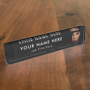 Modern Black Business Photo Professional Executive Desk Name Plate