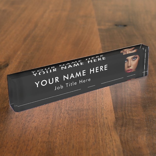 Modern Black Business Photo Professional Executive Desk Name Plate (Side)