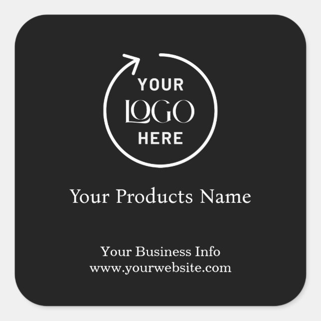 Modern Black Business Square Sticker (Front)