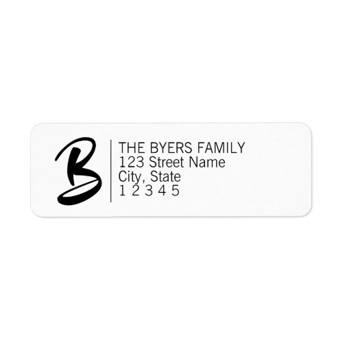 Modern Black Calligraphy Monogram Address Label