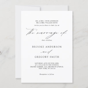 Modern Black Calligraphy Simple Minimalist Wedding Invitation
