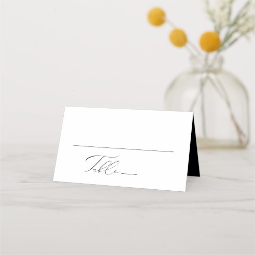 Modern Black Calligraphy Simple Minimalist Wedding Place Card