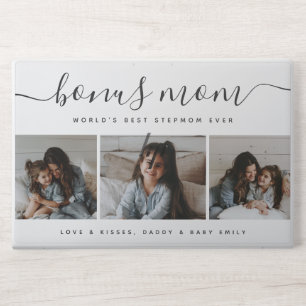 Modern Black Calligraphy Stepmom Photo Mothers Day HP Laptop Skin