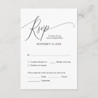Modern Black Calligraphy, Wedding Dinner RSVP
